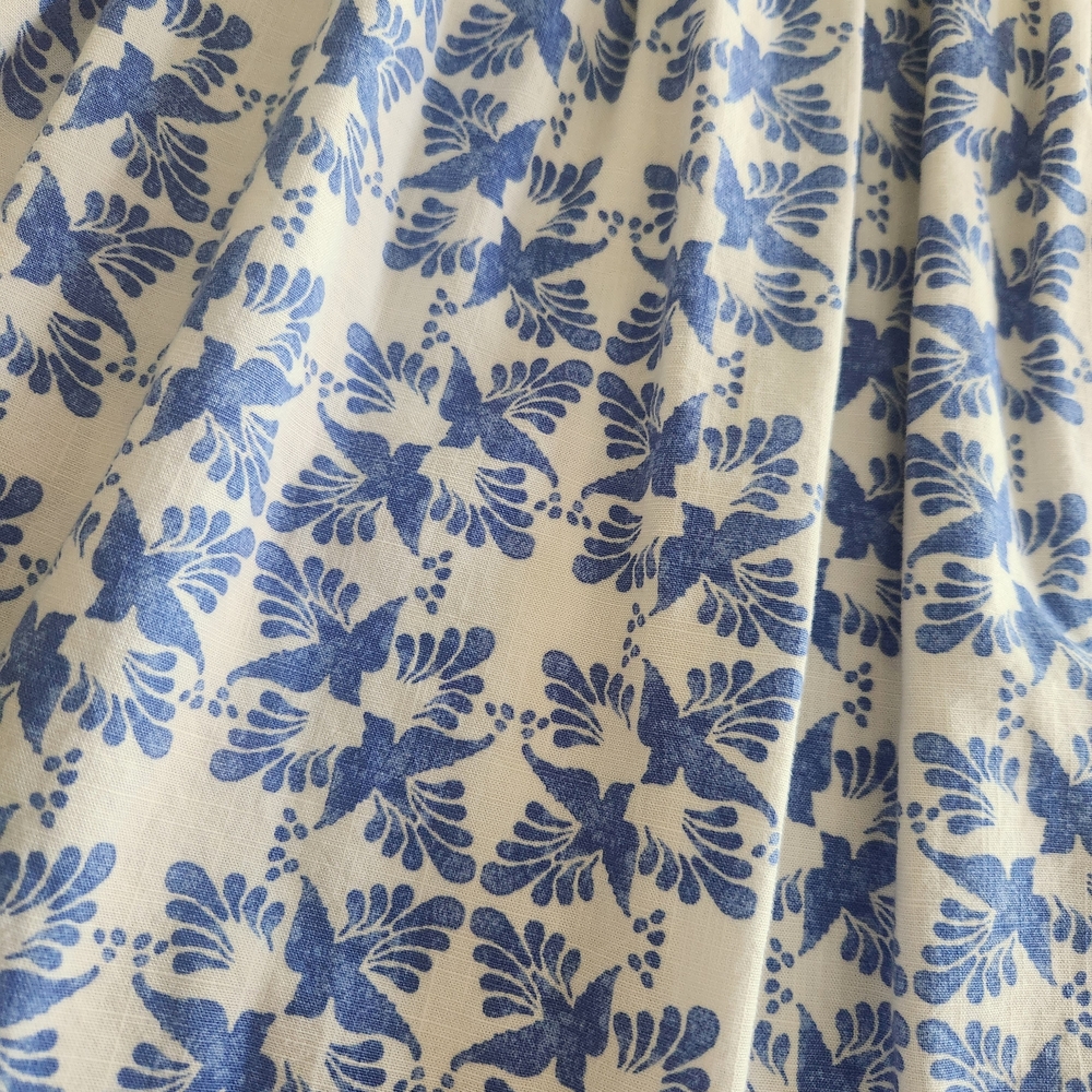 Floral Blue and White Sleeveless Dress In A Linen Look! - Picture 3 of 6